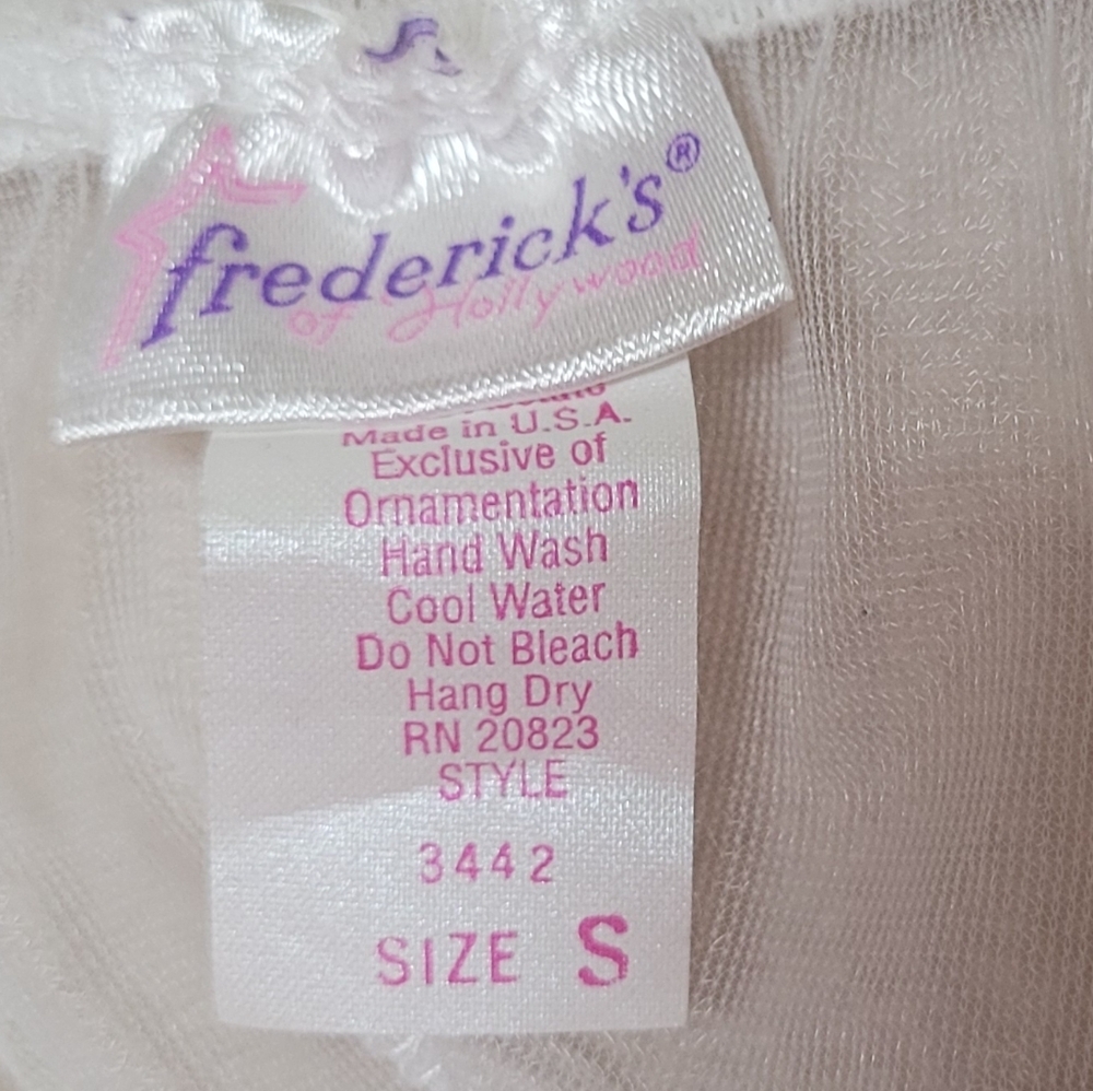 Frederick's Of Hollywood Vintage White Lace Teal Satin Lace-up Corset Lingerie S - Picture 11 of 12